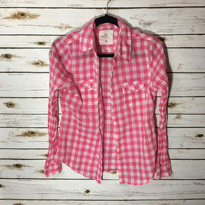 H&M L.O.G.G. Pink Plaid Long Sleeve Shirt